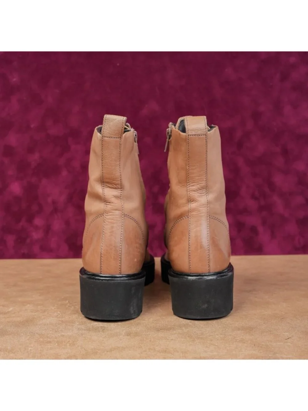 Paul Green Women Jean Taupe Nubuck Lace-up Festival Combat boots sz 8US AUS 5.5 - Picture 3 of 9